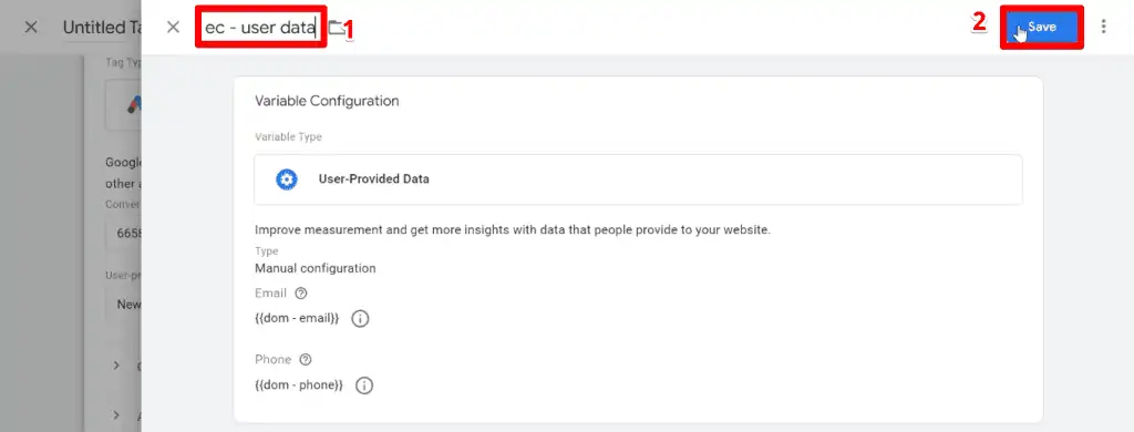 Naming and saving the user-provided data variable
