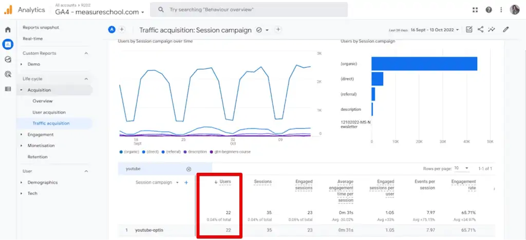 Observed visitors to the created landing page