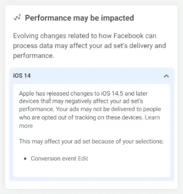 Performance impact message