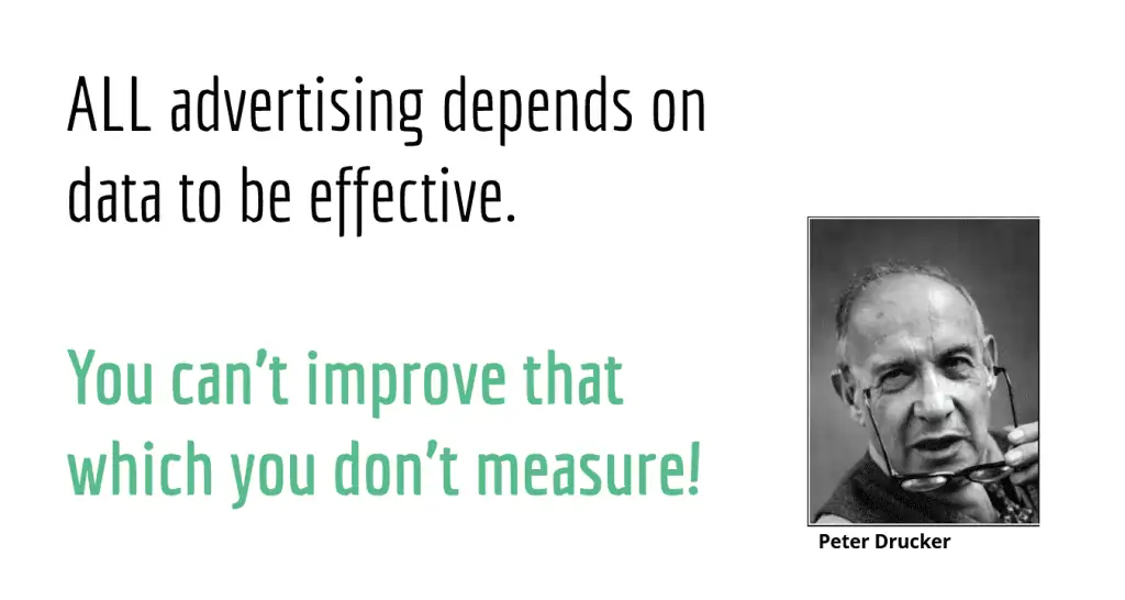 Peter Drucker’s quote regarding effective advertising