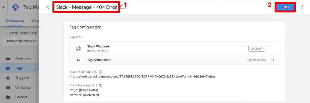 Providing a name and saving the tag