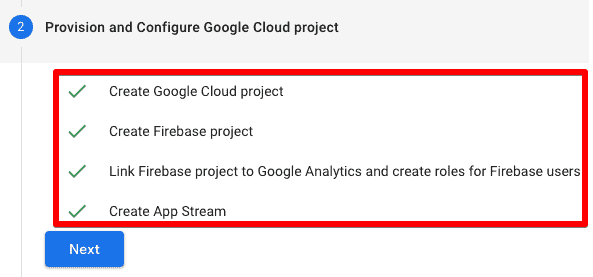 Screenshot of setting up iOS stream in GA4 step 2 - Provision and Configure Google Cloud Project