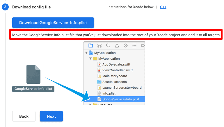 Screenshot of setting up iOS stream in GA4 step 3 - Download config file