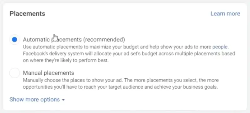 Selecting automatic placements