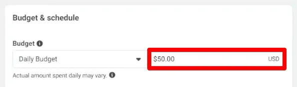 Setting a budget for the interests ad set