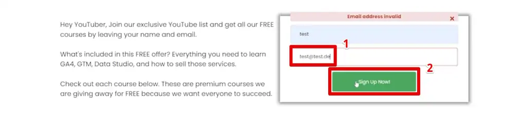 Submitting a valid form response