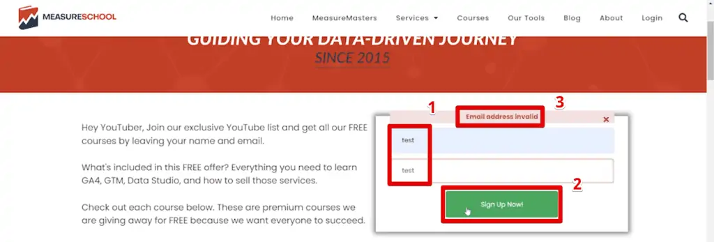 Submitting an invalid form response