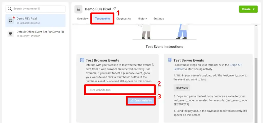 Testing browser events in the Events Manager