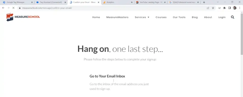 The redirect page after a form submission