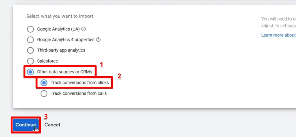 Tracking conversions from clicks