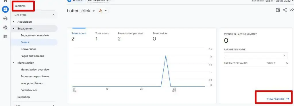 Two ways to access the RealTime report