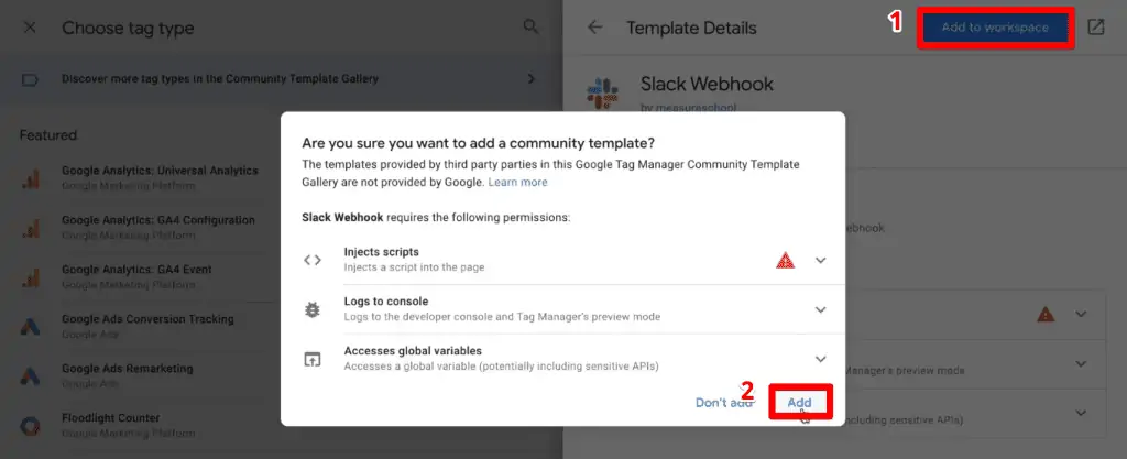 Using the Slack Webhook template to receive Slack notifications for 404 errors