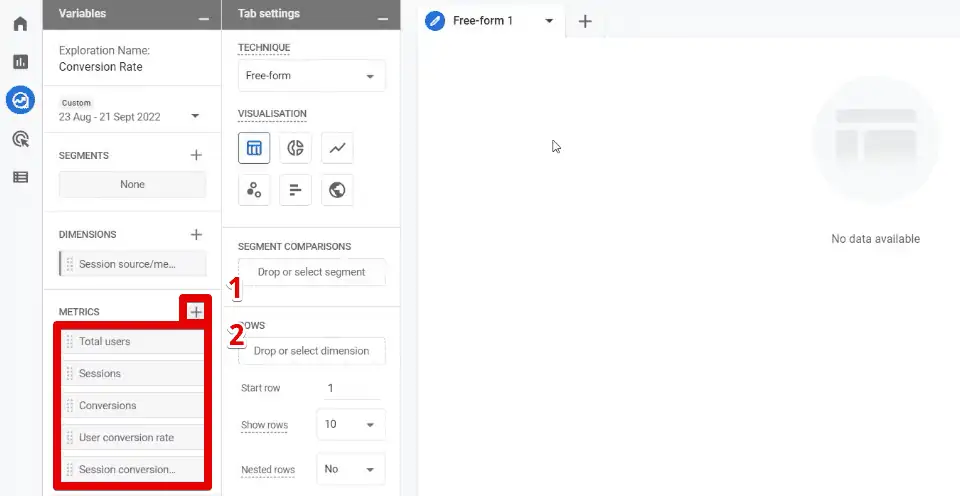 Adding metrics to the exploration report