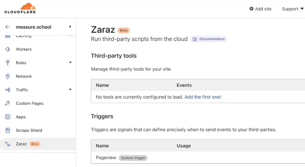 Cloudflare Zaraz interface
