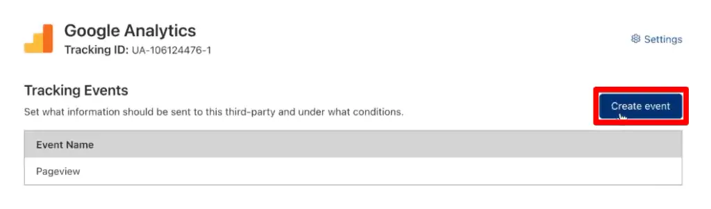 Creating a new tracking event