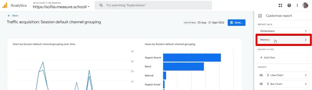 Customizing the metrics presented in the report