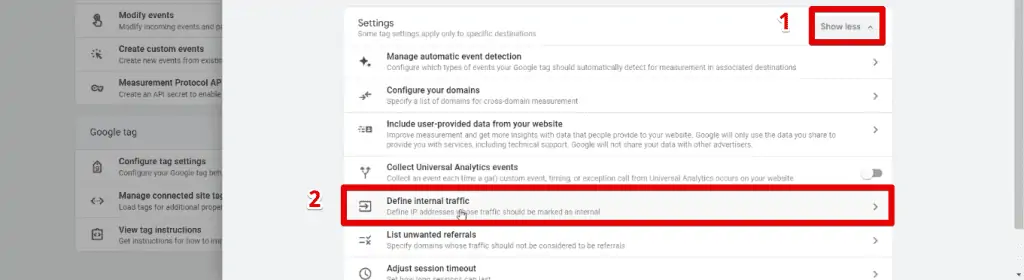 Defining internal traffic for the data stream