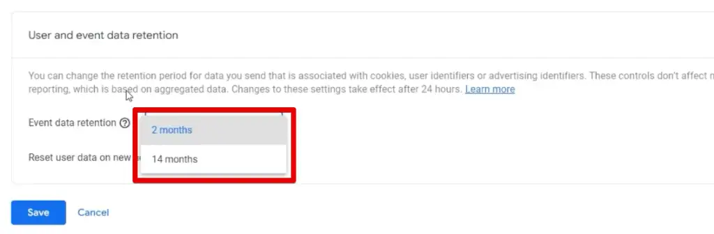 Event data retention options