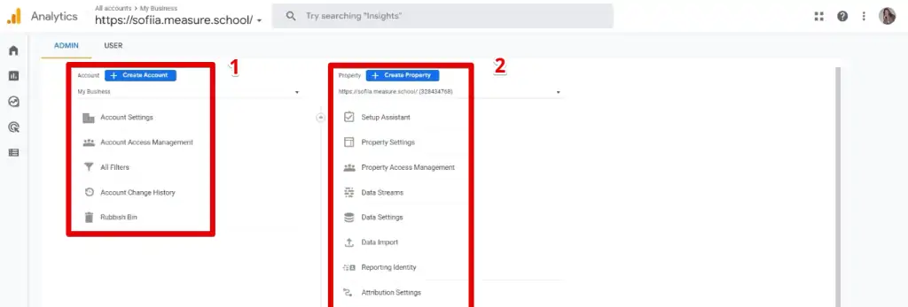 Google Analytics account structure