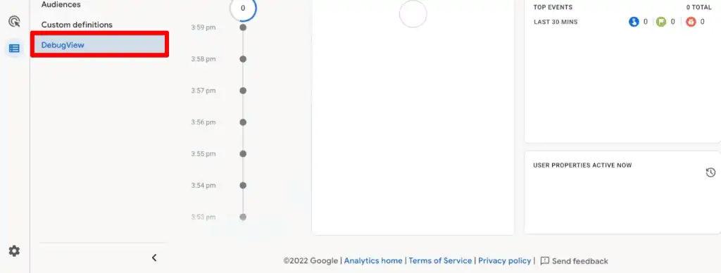 Google Analytics debug view
