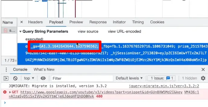 Google Analytics network request