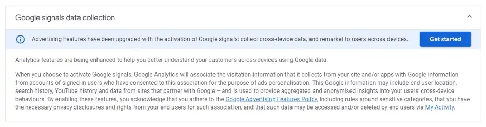 Google signals data collection