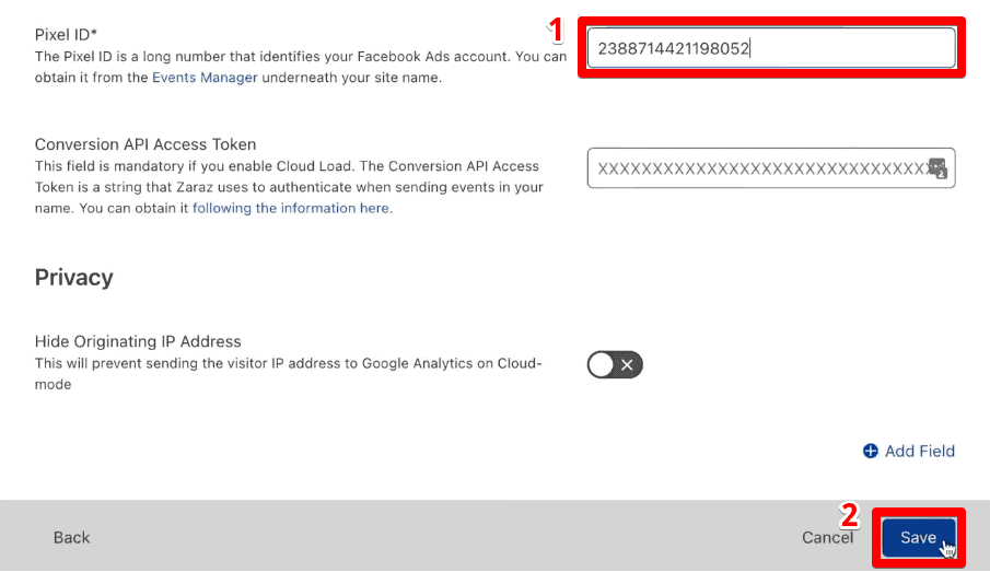 Meta Pixel setup in Cloudflare Zaraz
