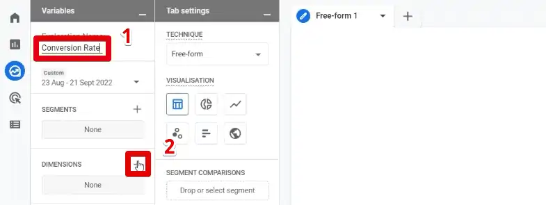 Naming and adding a dimension to the exploration report