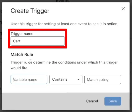Providing a trigger name