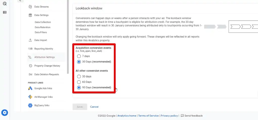 Recommended lookback window