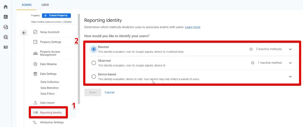 Reporting identity settings