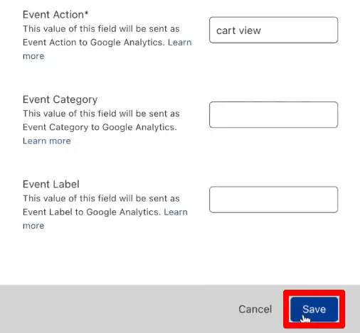 Saving the tracking event