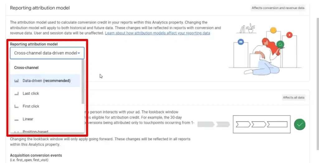 Selecting the reporting attribution model