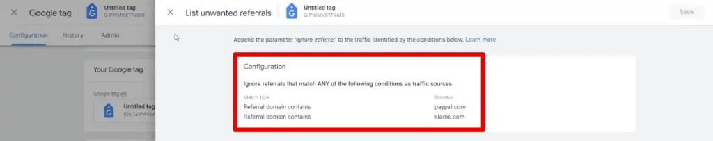 Unwanted referral configuration