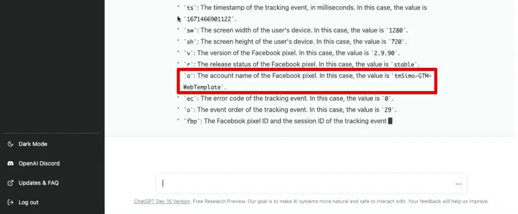 Account name parameter of the Facebook Pixel