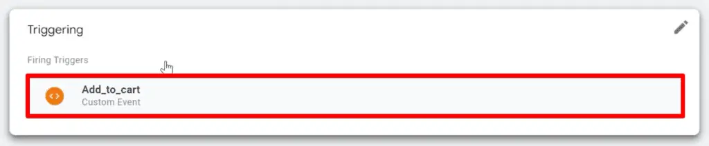 Add to cart custom event trigger