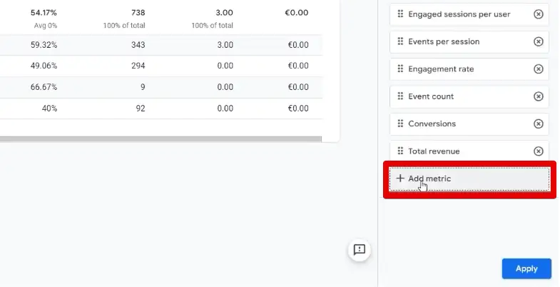 Adding a metric to the report