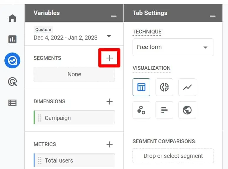 Adding a segment in GA4