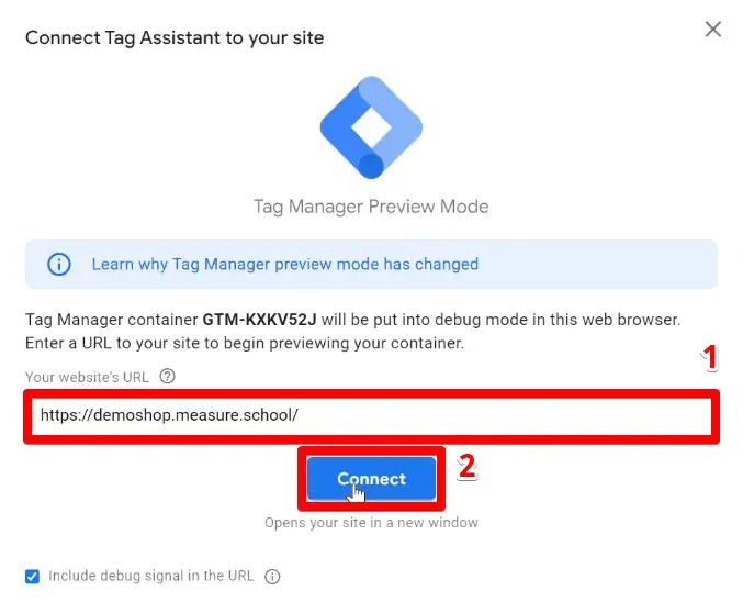 Connecting the Tag Assistant to your website