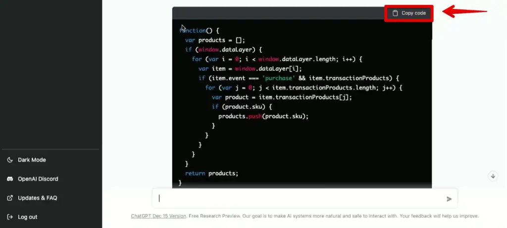 Copying the custom JavaScript code