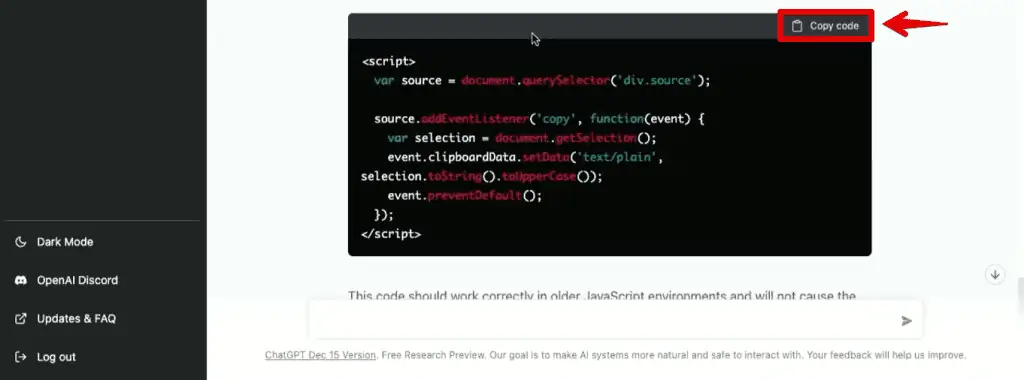 Copying the updated custom HTML code