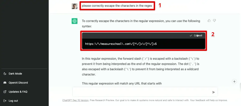 Correctly escaped regular expression