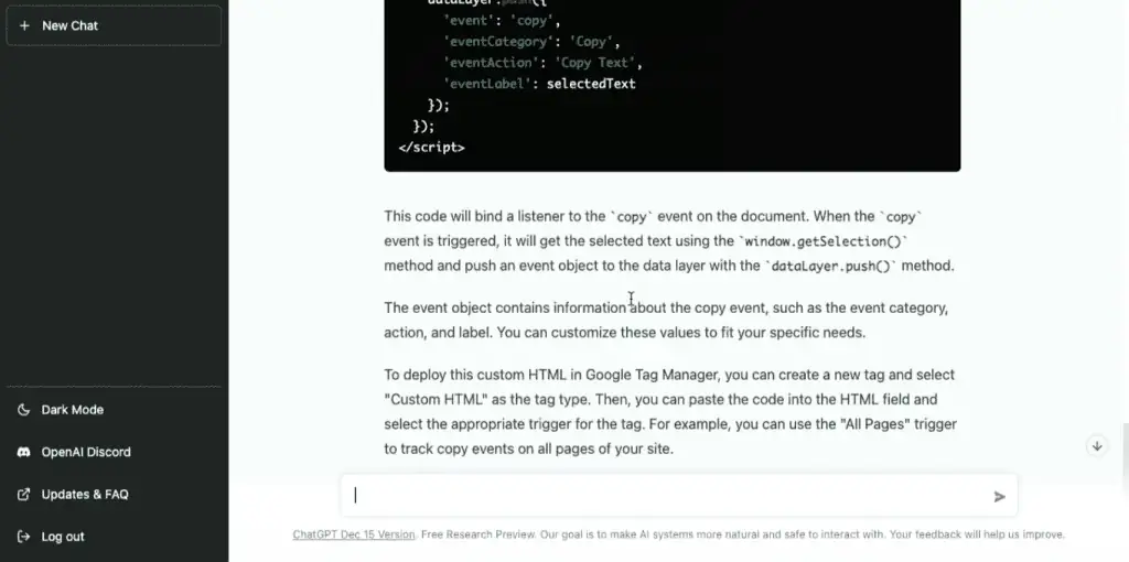 Explanation of how the custom HTML code works