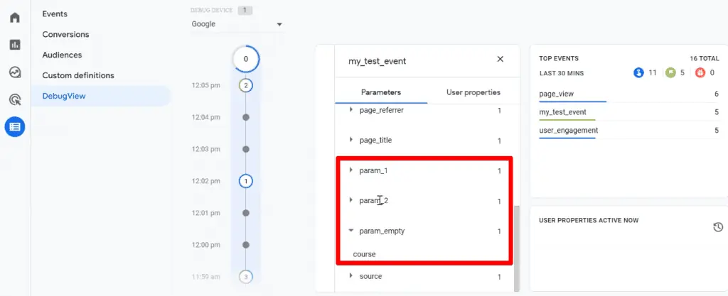 GA4 event parameters in Google Analytics