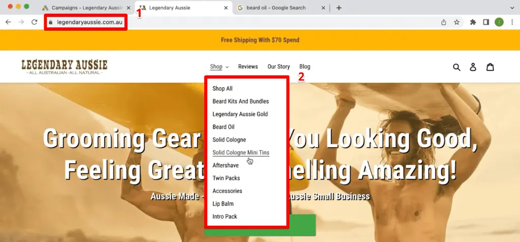 Legendary Aussie brand website and products sold