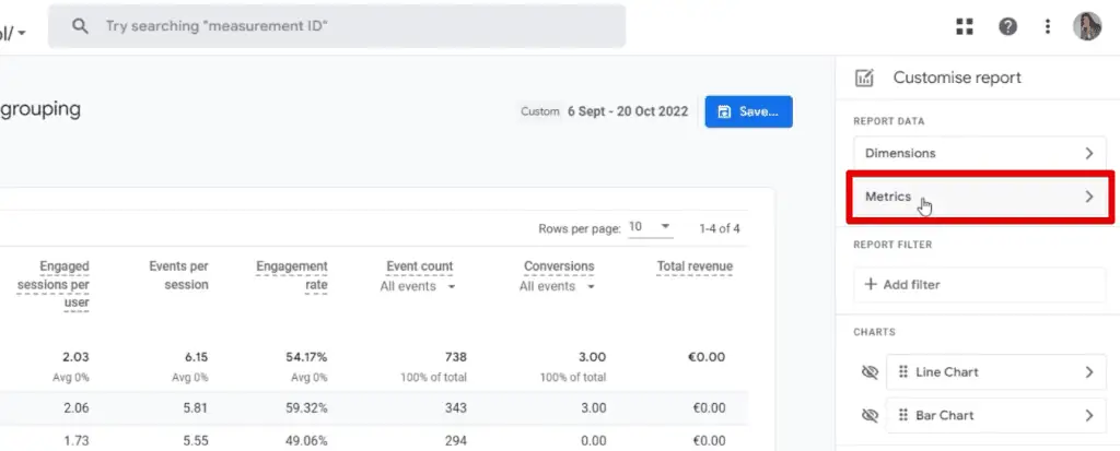 Modifying the metrics presented in the report