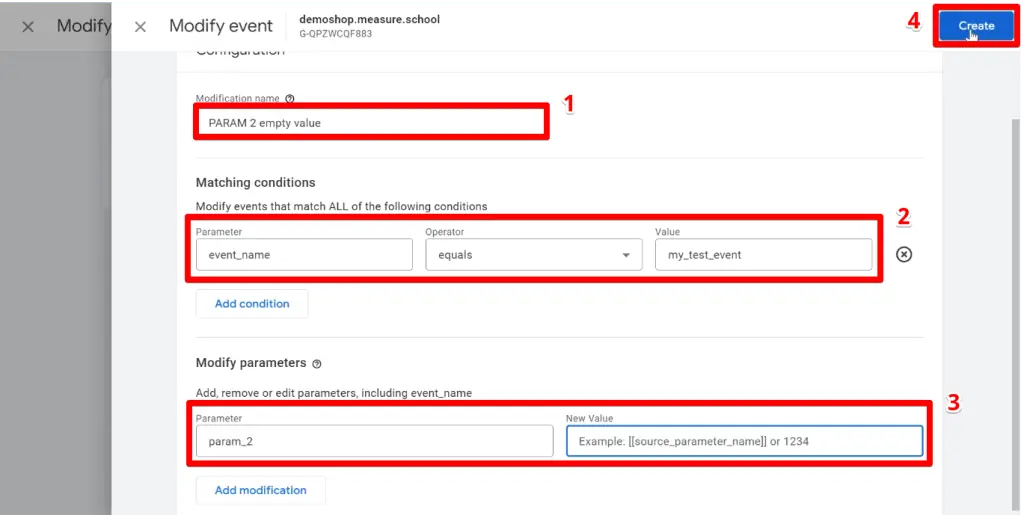 Modifying the second parameter of the test event
