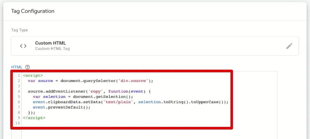 Replacing the custom HTML code