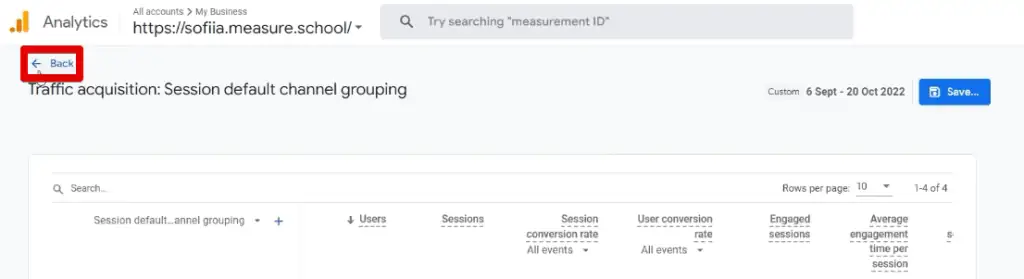 Returning to the reports view