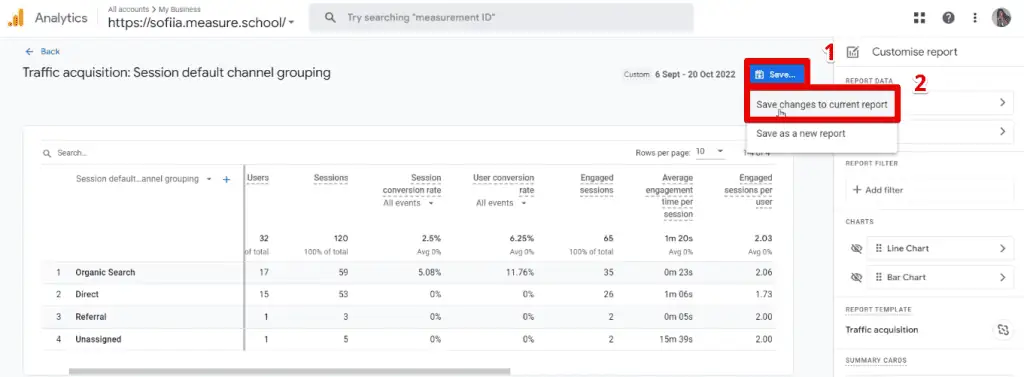 Saving the changes made